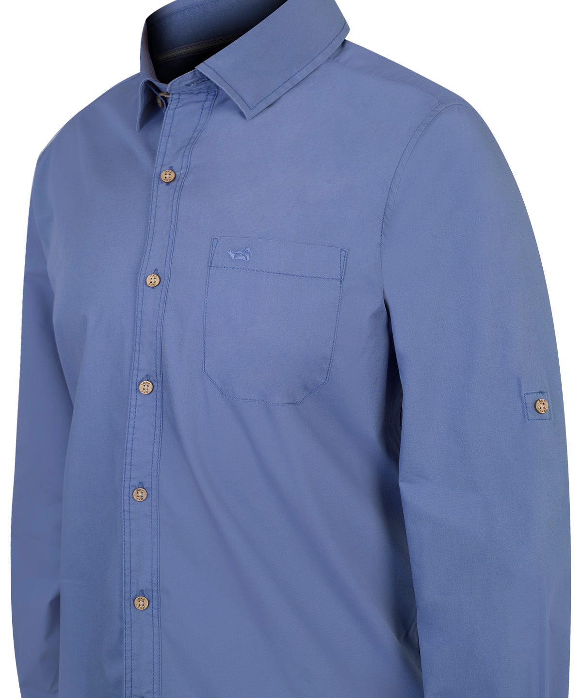 Camisa Algodón Orgánico Hombre Galiton Azul Rockford