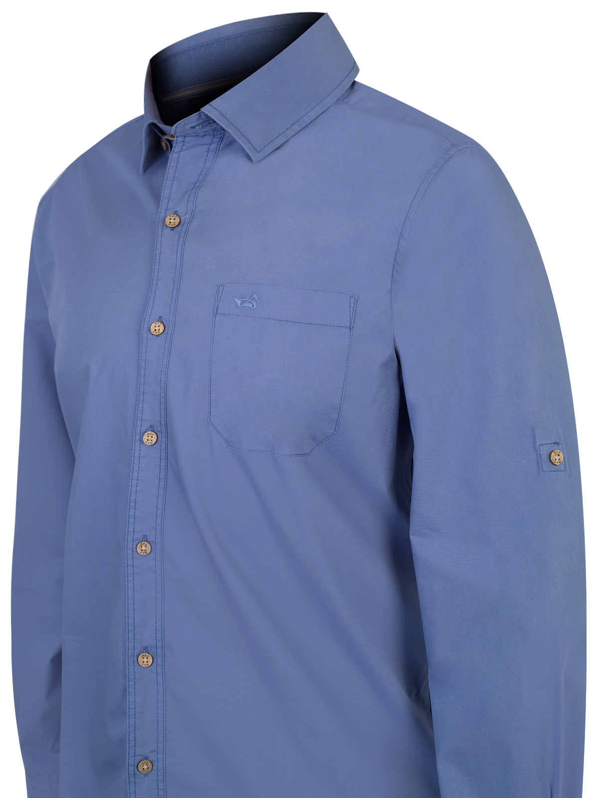 Camisa Algodón Orgánico Hombre Galiton Azul Rockford