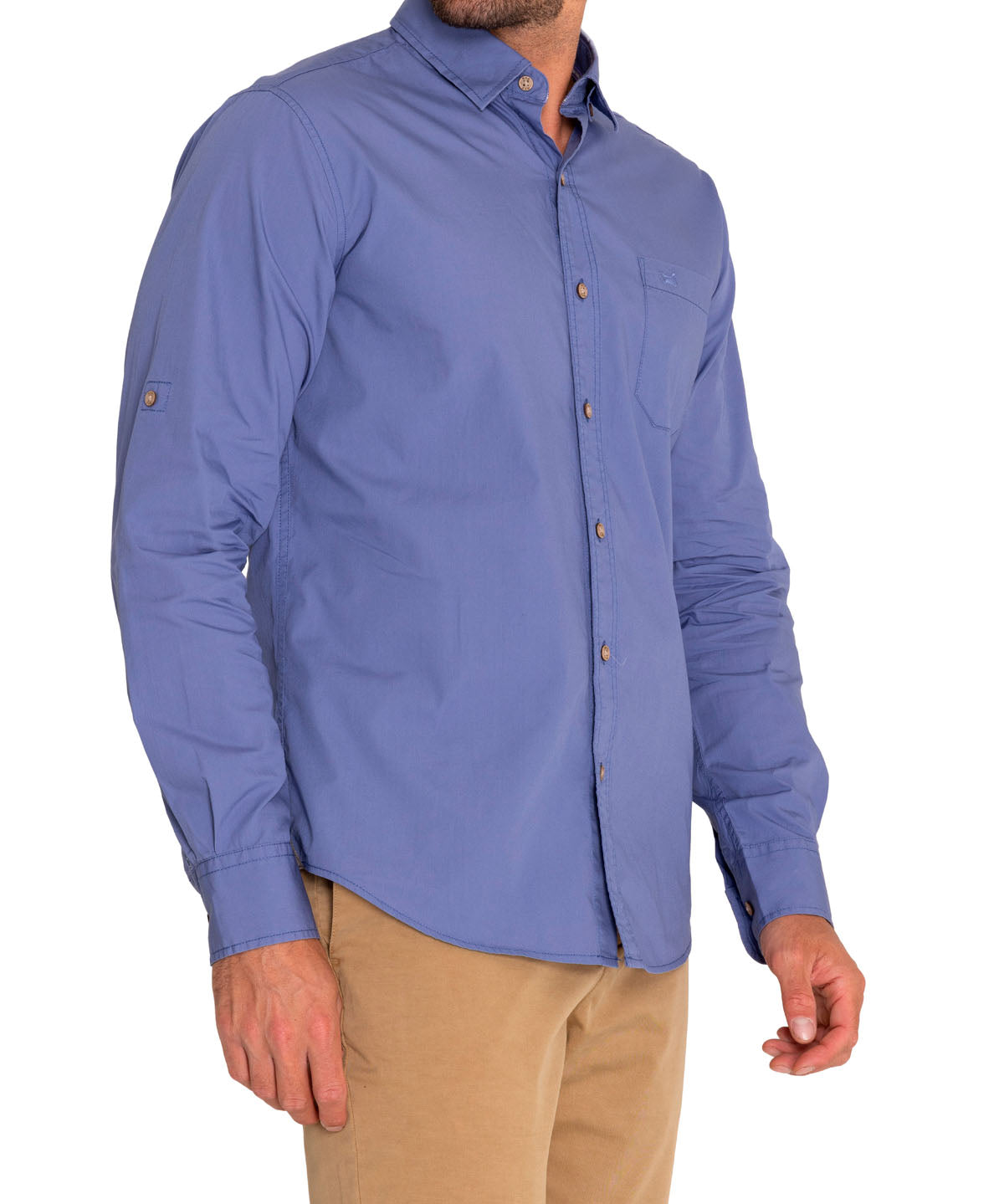 Camisa Algodón Orgánico Hombre Galiton Azul Rockford