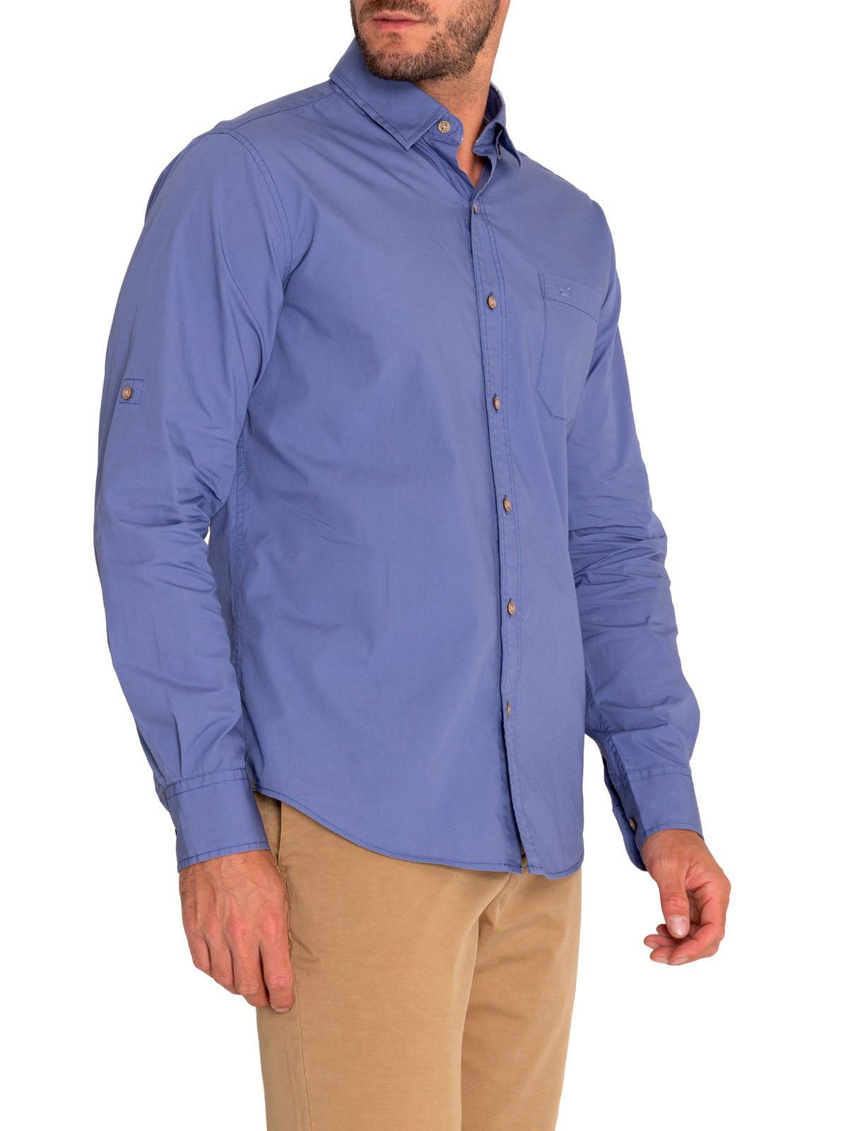 Camisa Algodón Orgánico Hombre Galiton Azul Rockford