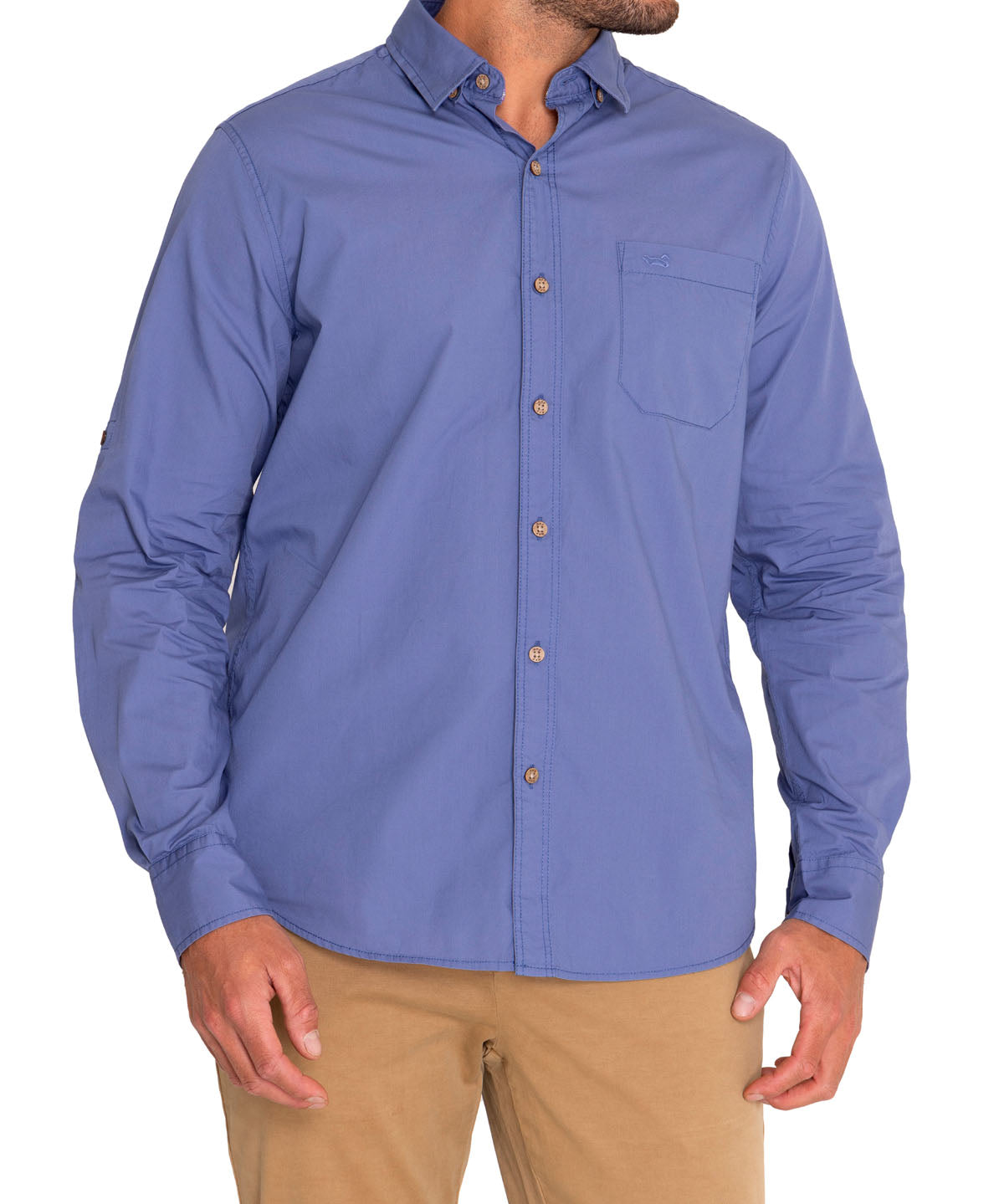 Camisa Algodón Orgánico Hombre Galiton Azul Rockford