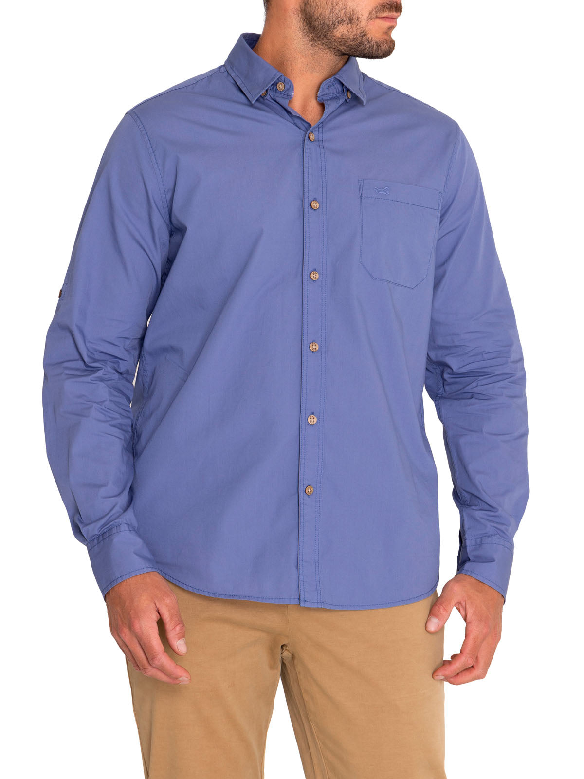 Camisa Algodón Orgánico Hombre Galiton Azul Rockford