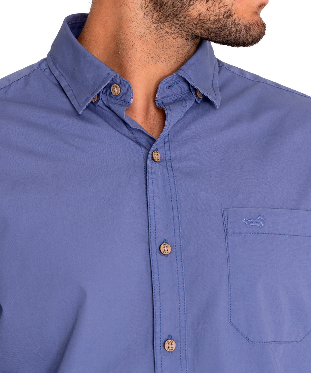 Camisa Algodón Orgánico Hombre Galiton Azul Rockford