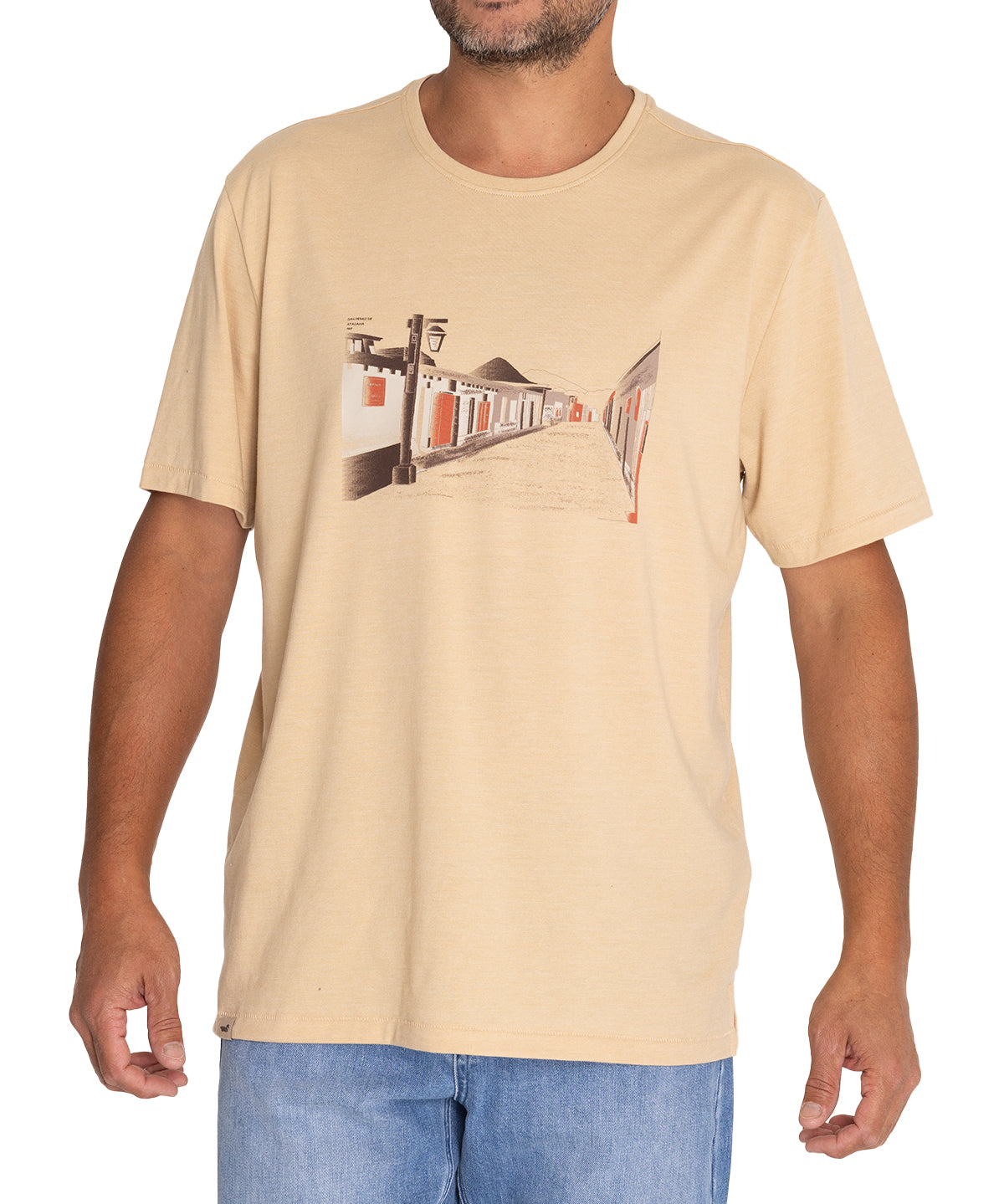Polera Fibras Recicladas Hombre Places Beige/Crudo Rockford