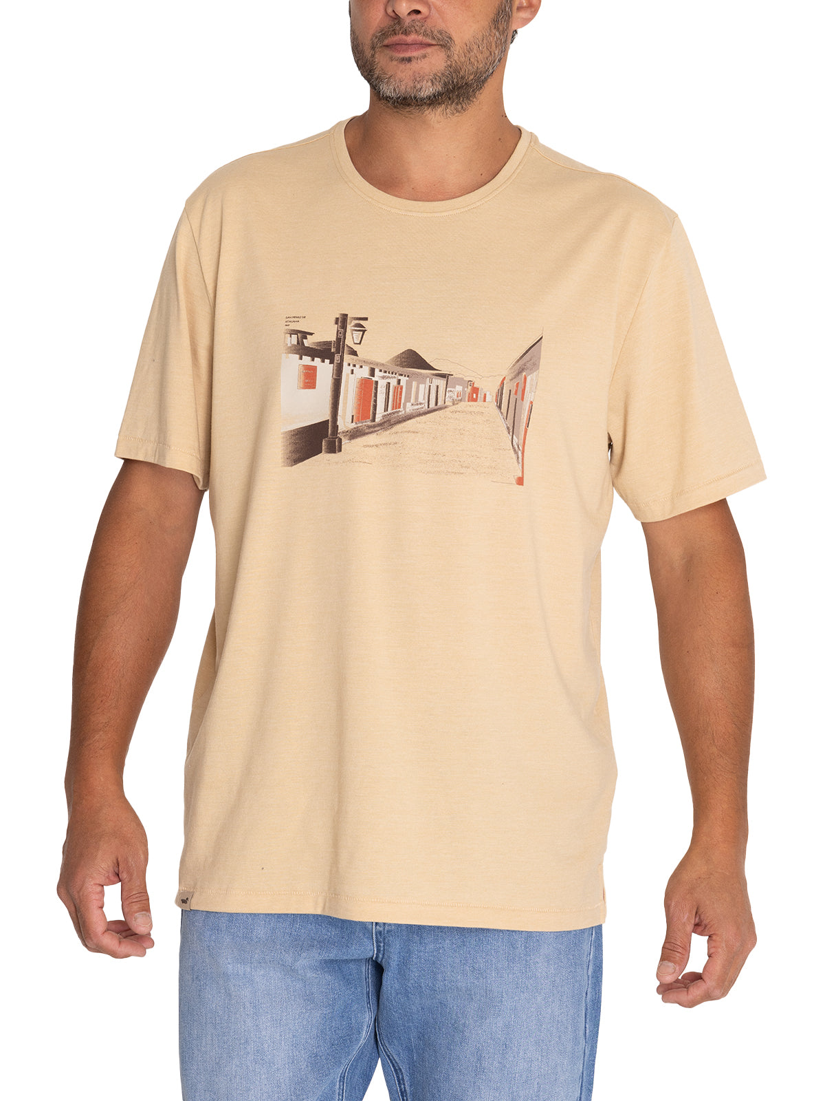Polera Fibras Recicladas Hombre Places Beige/Crudo Rockford