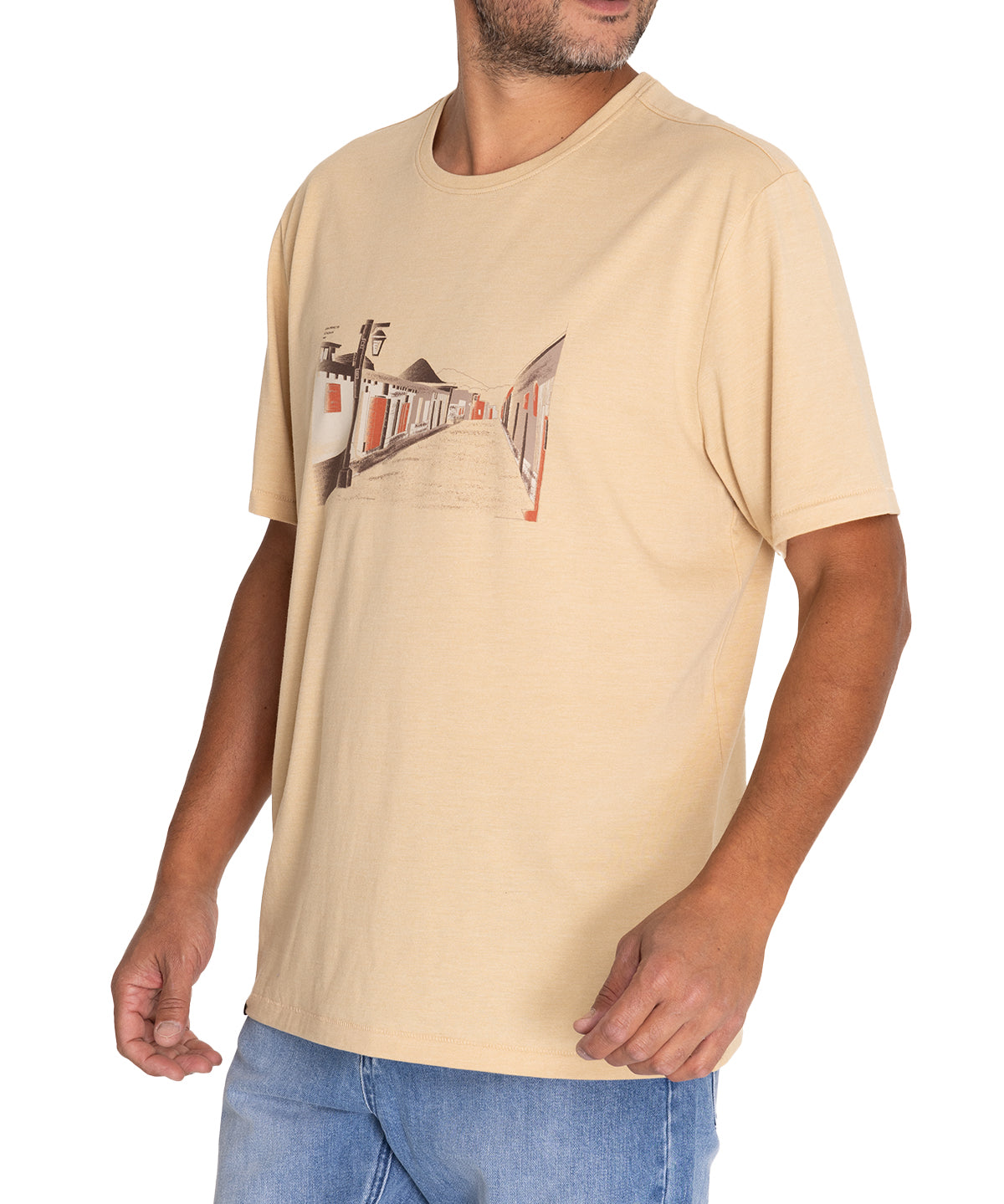 Polera Fibras Recicladas Hombre Places Beige/Crudo Rockford