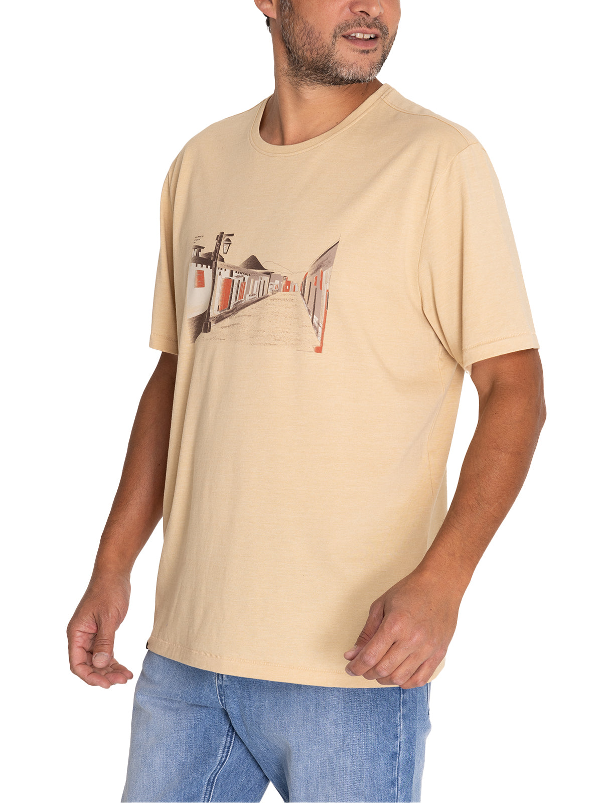 Polera Fibras Recicladas Hombre Places Beige/Crudo Rockford