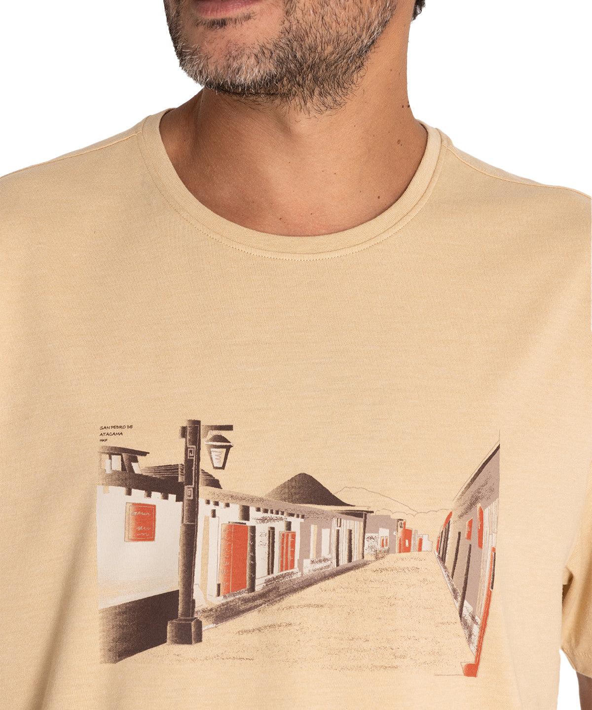 Polera Fibras Recicladas Hombre Places Beige/Crudo Rockford