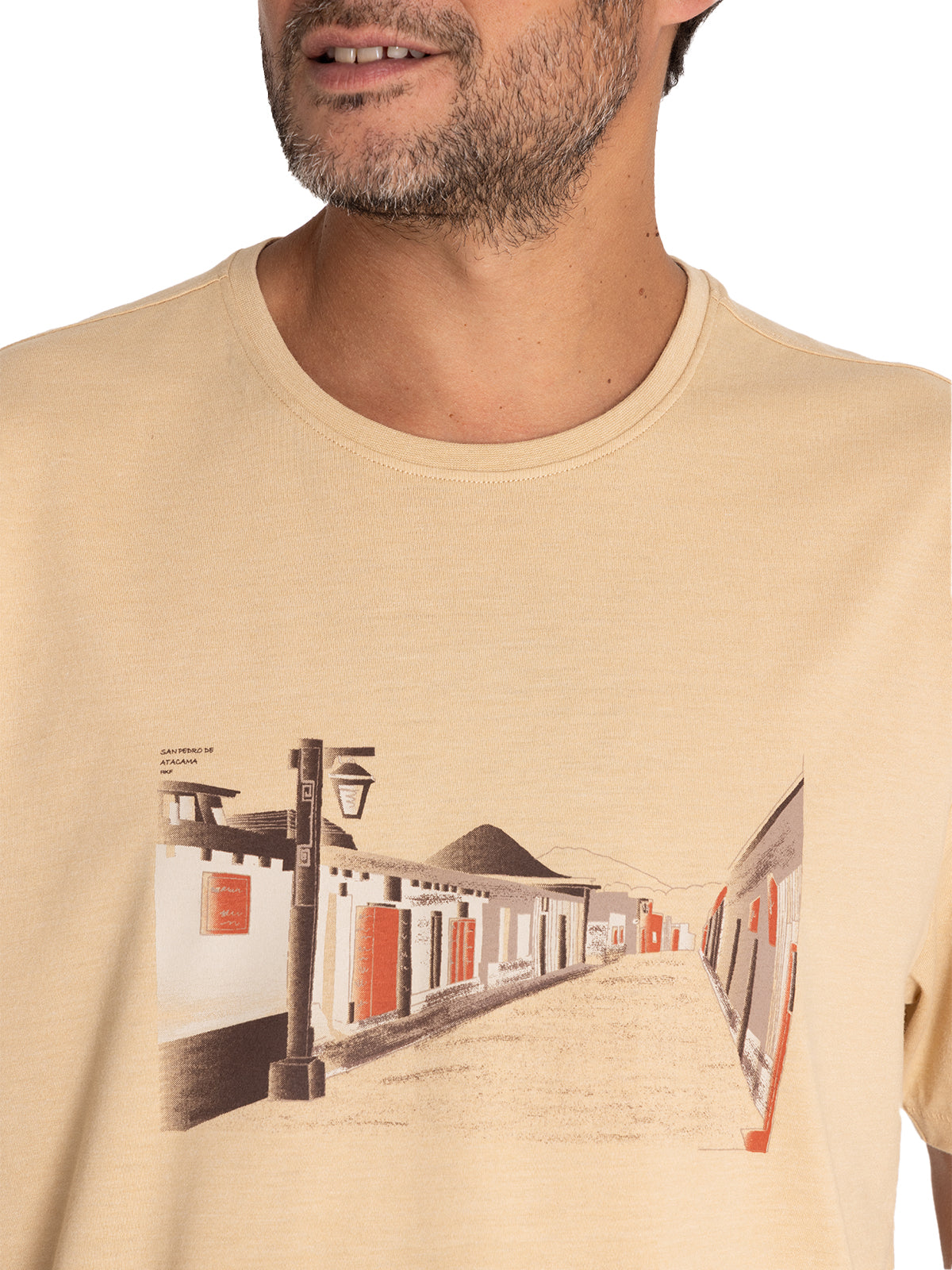 Polera Fibras Recicladas Hombre Places Beige/Crudo Rockford
