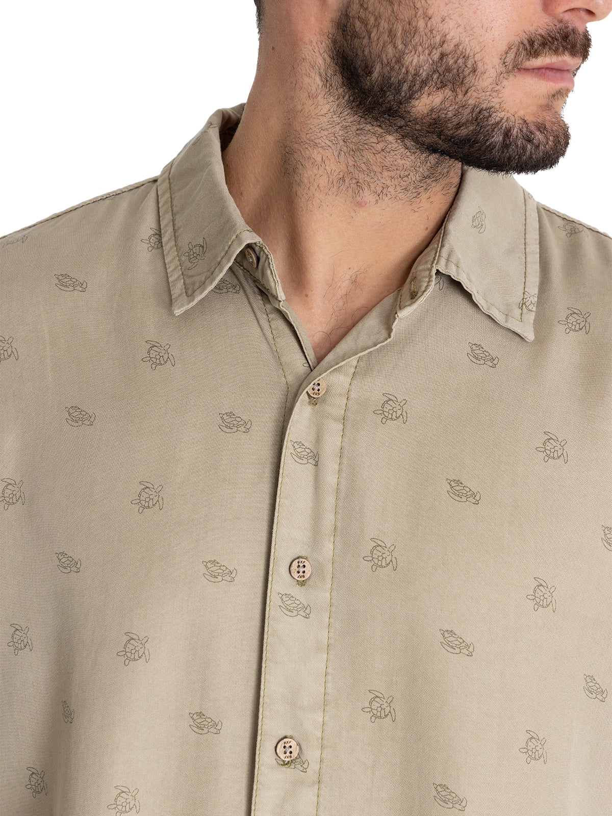 Camisa Tencel Hombre Tencelprint Verde Musgo Rockford