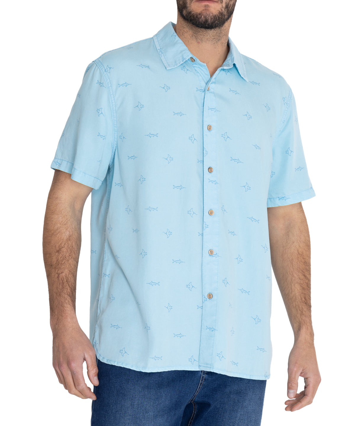 Camisa Tencel Hombre Tencelprint Azul Rockford