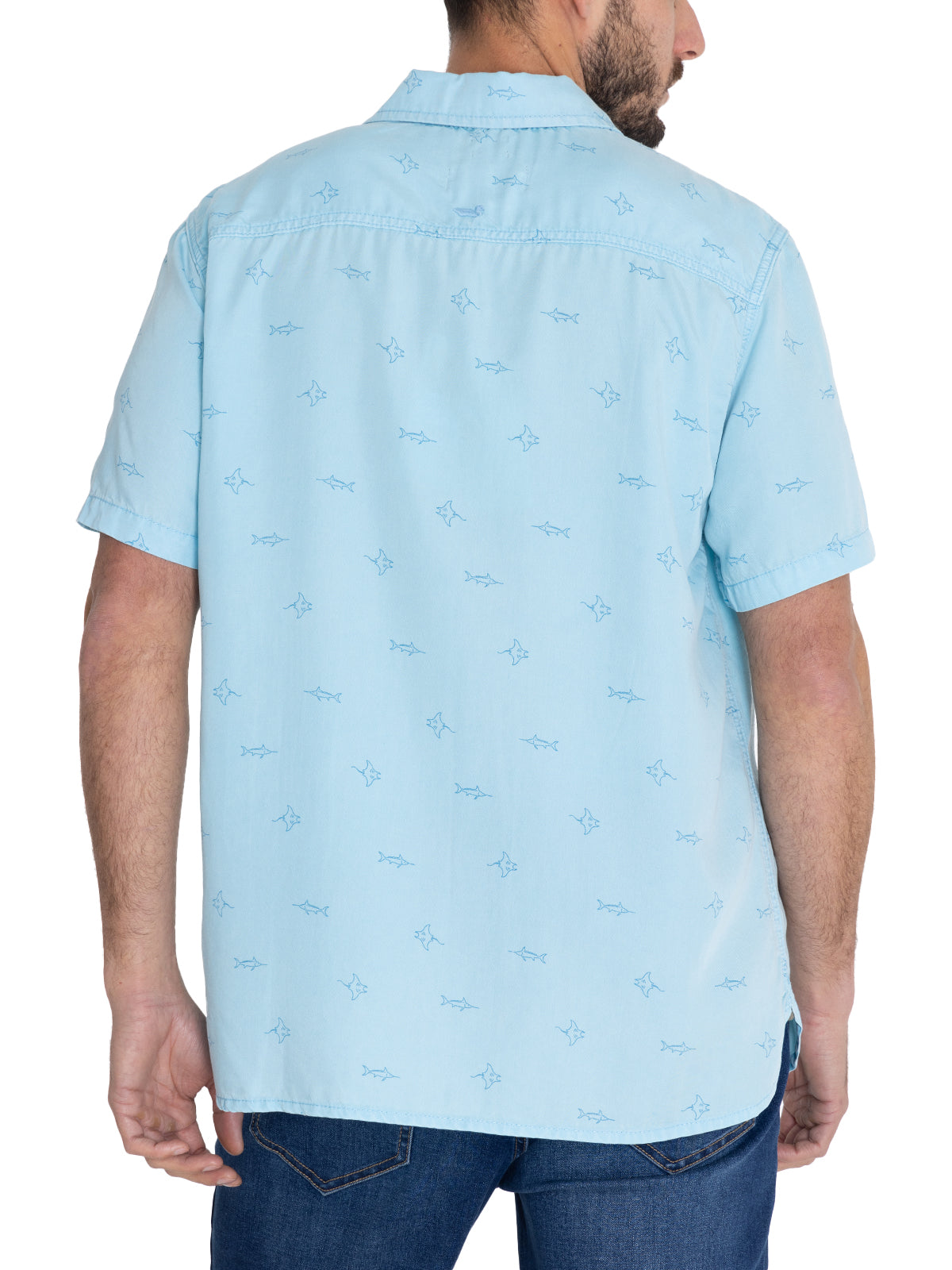 Camisa Tencel Hombre Tencelprint Azul Rockford