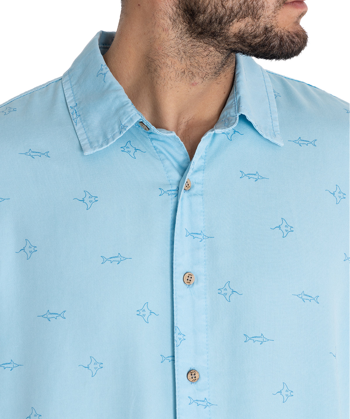 Camisa Tencel Hombre Tencelprint Azul Rockford