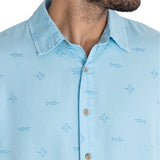 Camisa Tencel Hombre Tencelprint Azul Rockford