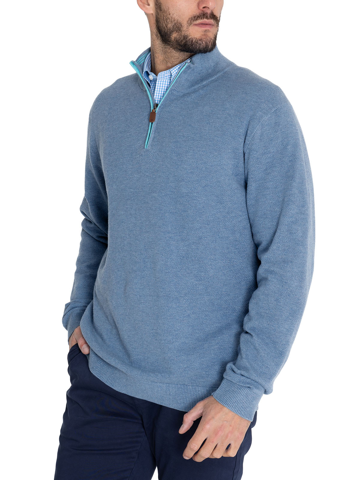 Sweater Algodón Orgánico Hombre Bilbao Celeste Rockford