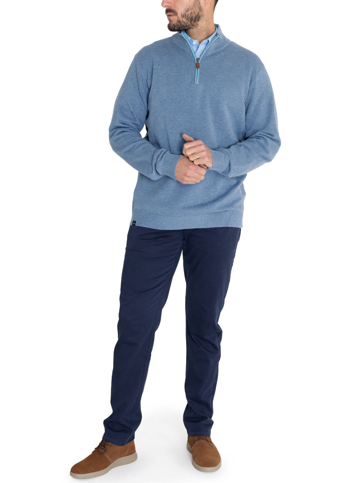 Sweater Algodón Orgánico Hombre Bilbao Celeste Rockford