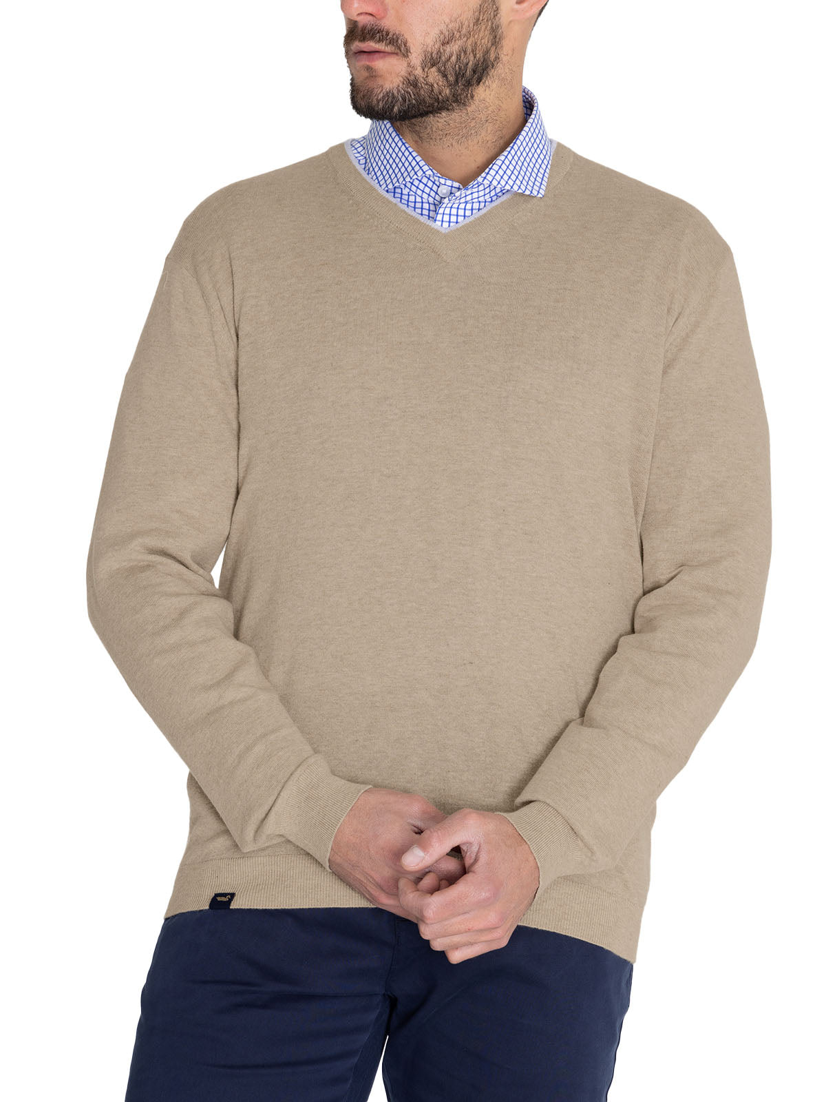 Sweater Algodón Orgánico Hombre Angri V Beige Rockford