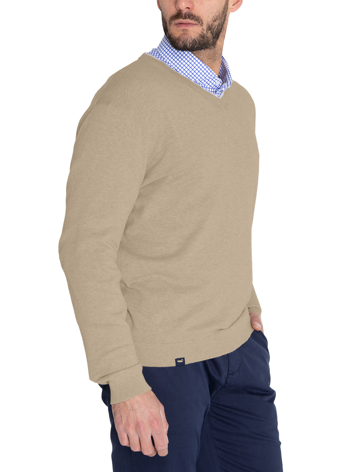 Sweater Algodón Orgánico Hombre Angri V Beige Rockford