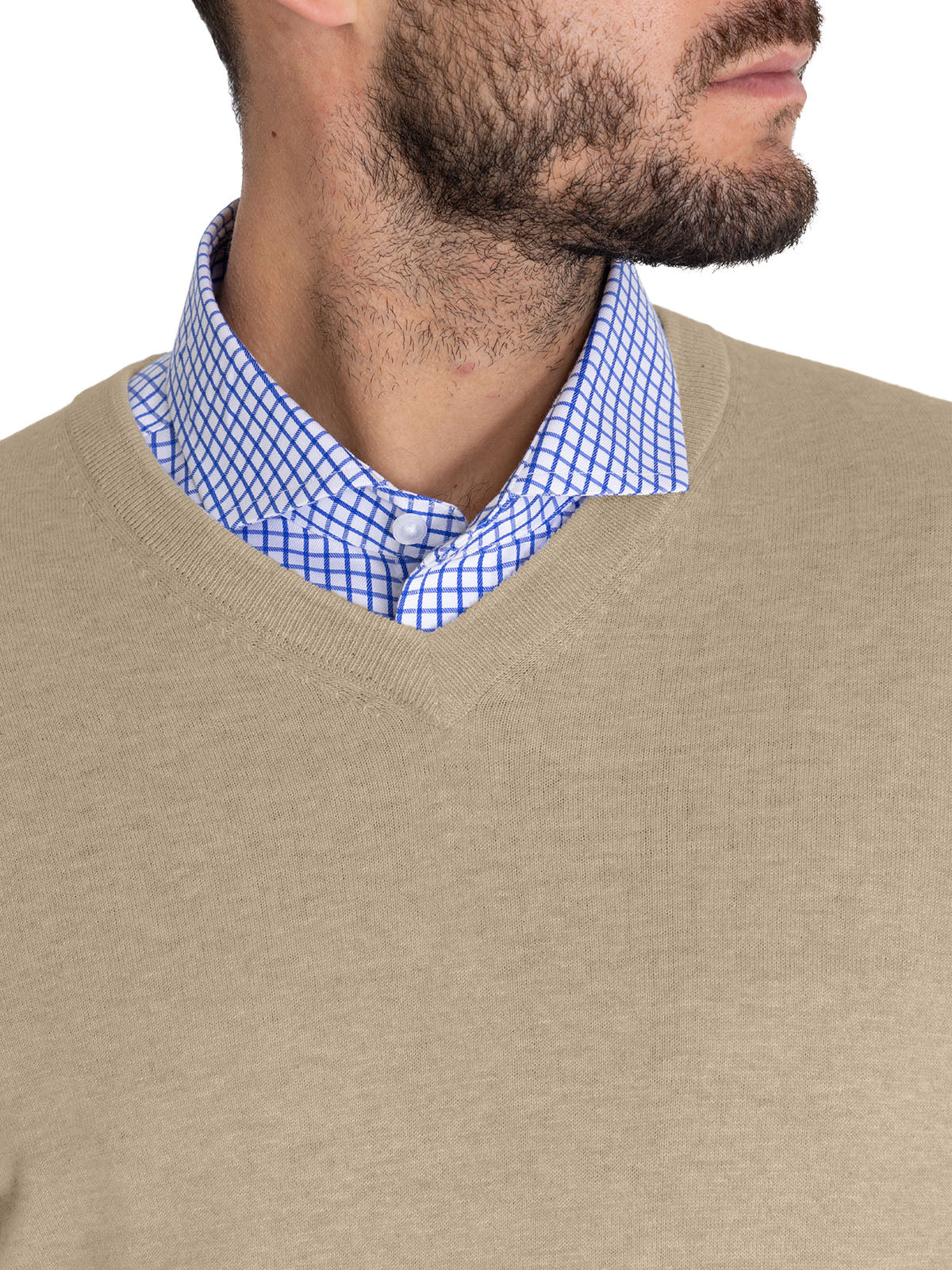 Sweater Algodón Orgánico Hombre Angri V Beige Rockford