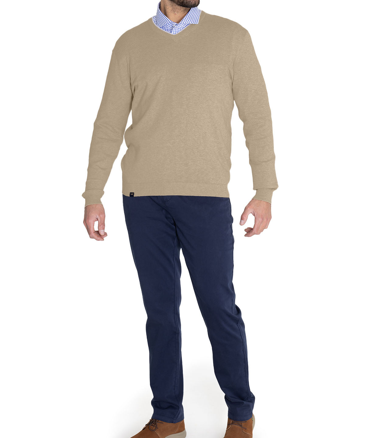 Sweater Algodón Orgánico Hombre Angri V Beige Rockford