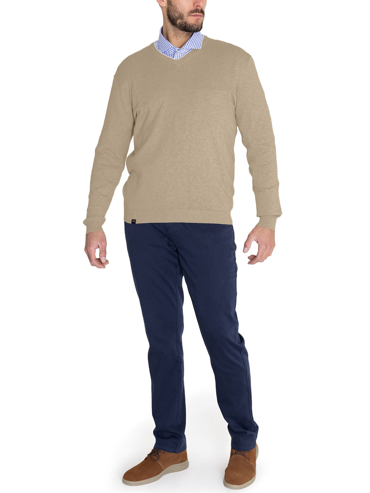 Sweater Algodón Orgánico Hombre Angri V Beige Rockford