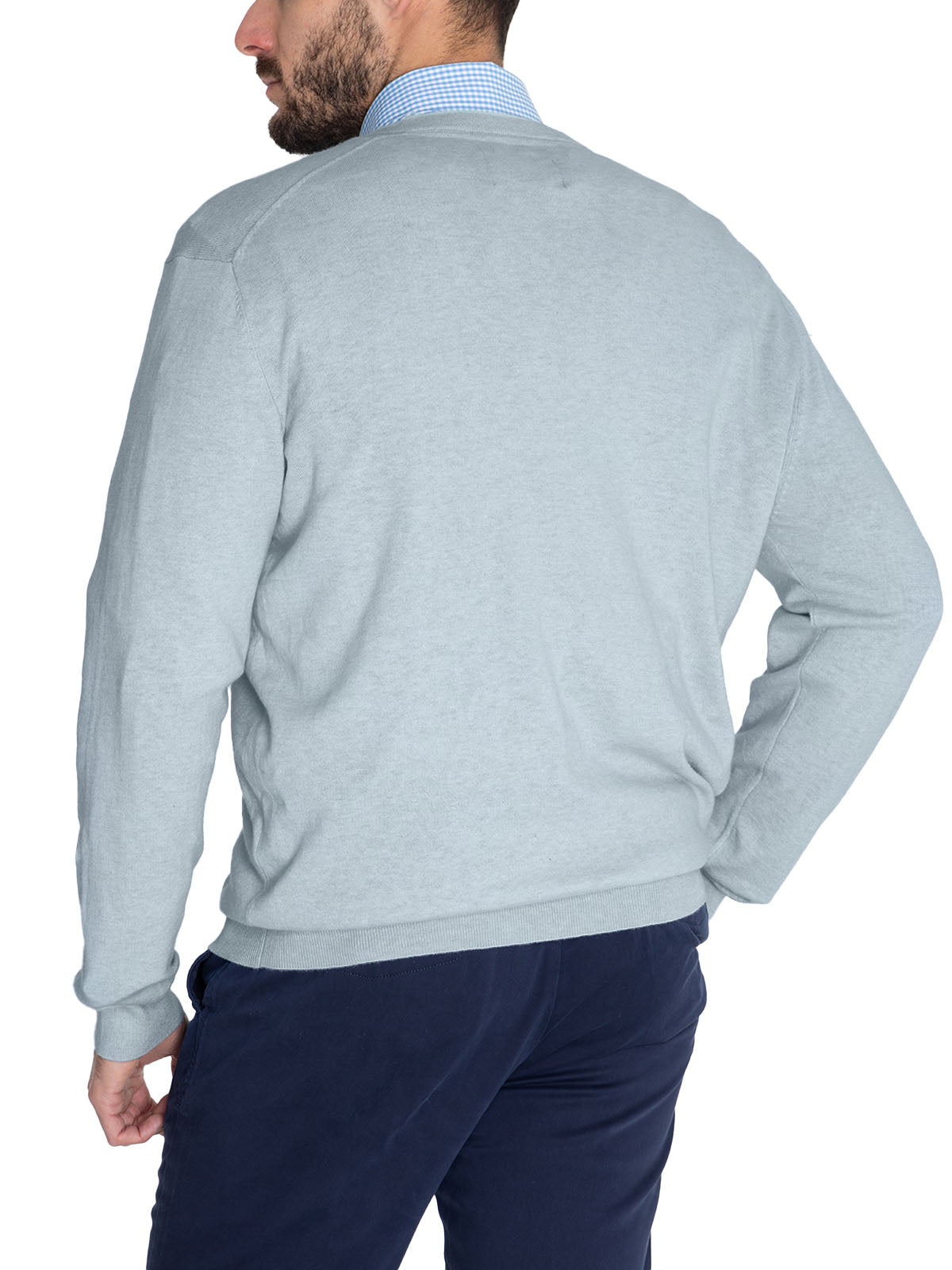 Sweater Algodón Orgánico Hombre Angri V Celeste Rockford