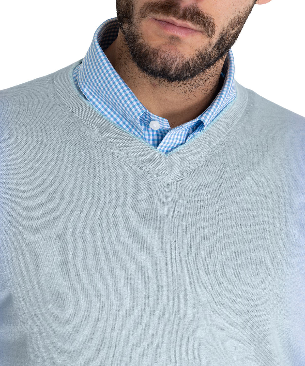 Sweater Algodón Orgánico Hombre Angri V Celeste Rockford