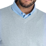 Sweater Algodón Orgánico Hombre Angri V Celeste Rockford