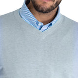 Sweater Algodón Orgánico Hombre Angri V Celeste Rockford