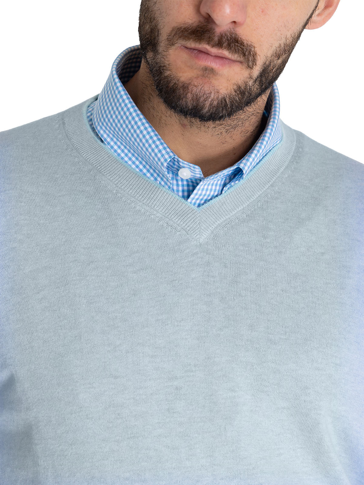 Sweater Algodón Orgánico Hombre Angri V Celeste Rockford