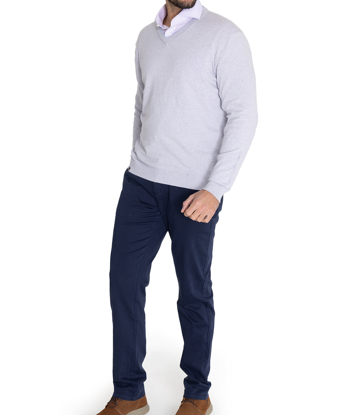 Sweater Algodón Orgánico Hombre Angri V Gris Rockford