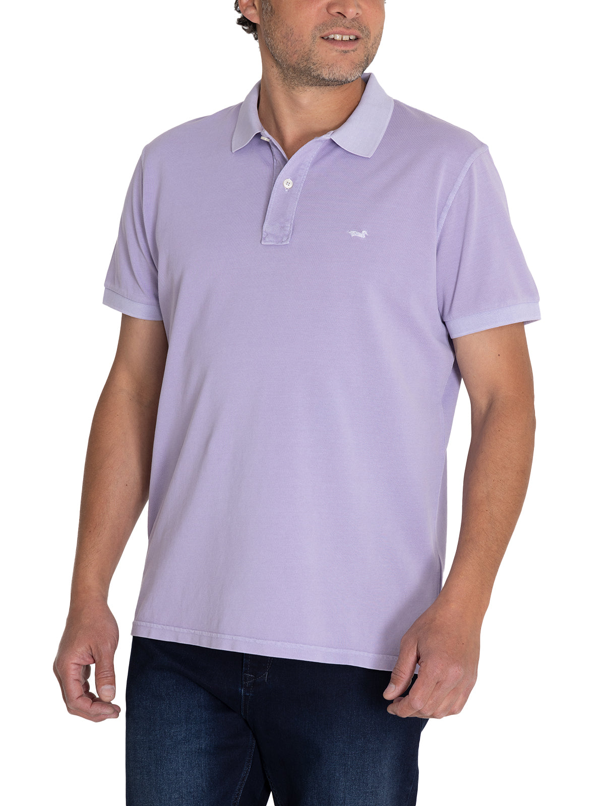 Polera Algodón Orgánico Hombre Piquepro Lila Rockford
