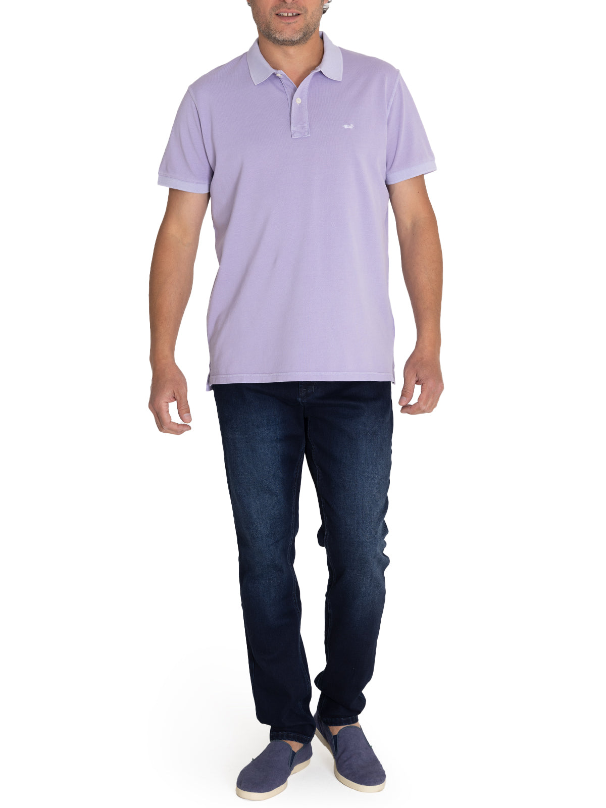Polera Algodón Orgánico Hombre Piquepro Lila Rockford