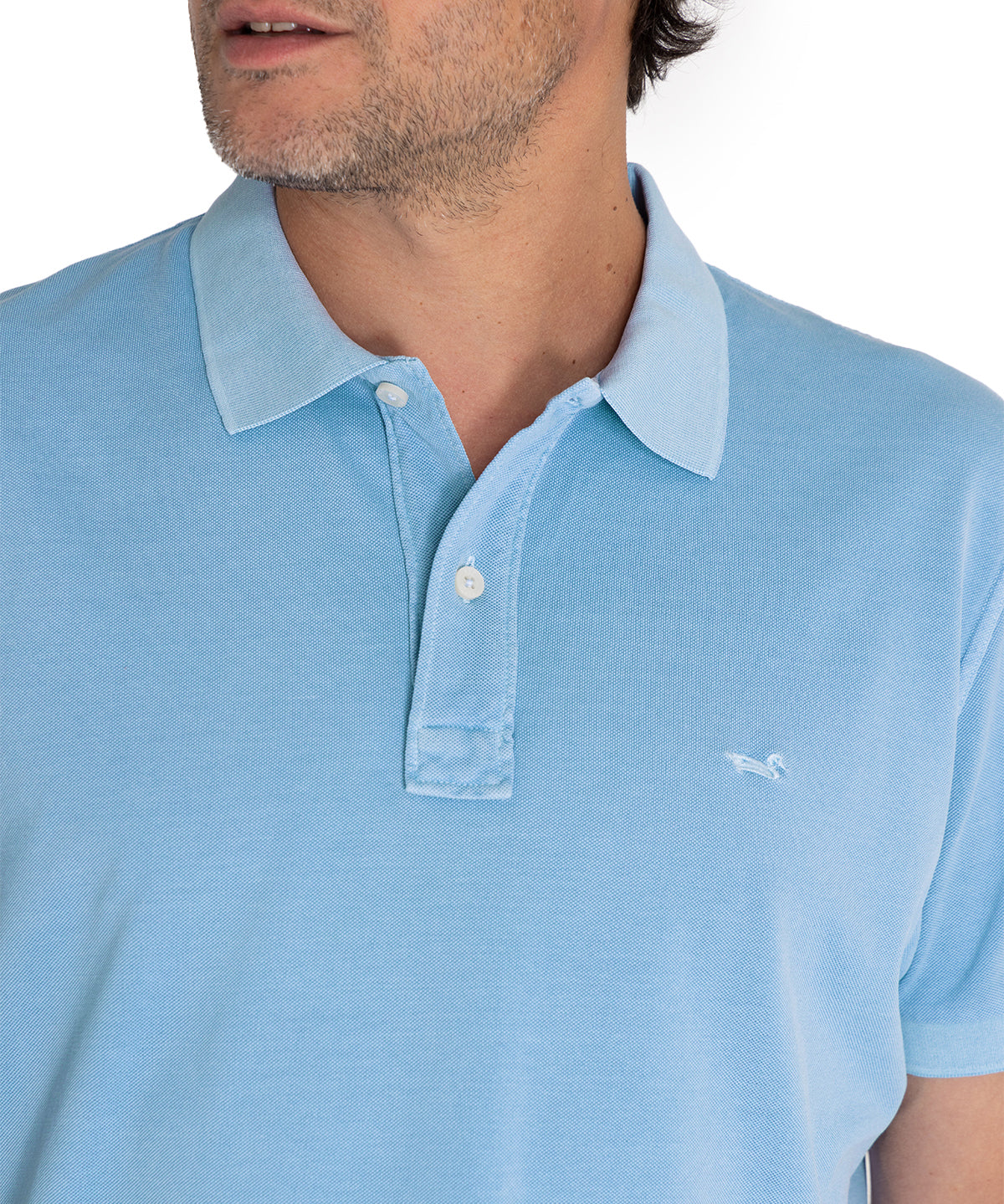 Polera Algodón Orgánico Hombre Piquepro Celeste Rockford