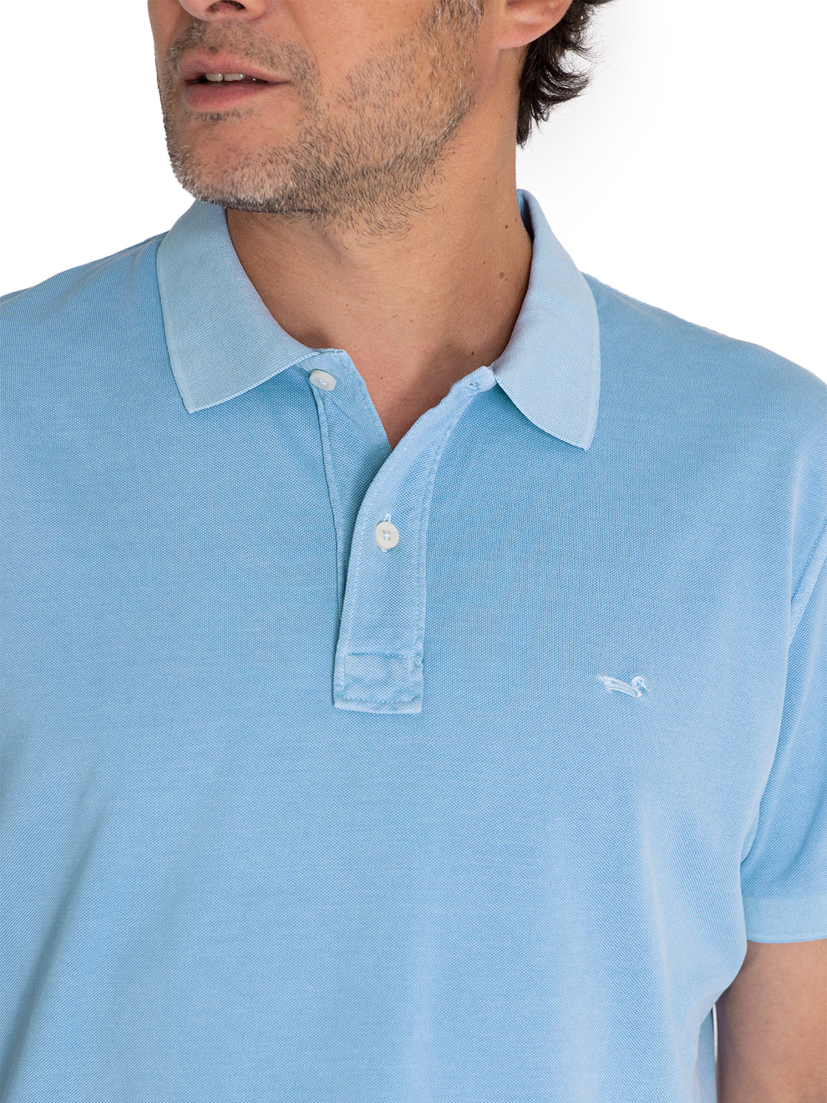 Polera Algodón Orgánico Hombre Piquepro Celeste Rockford