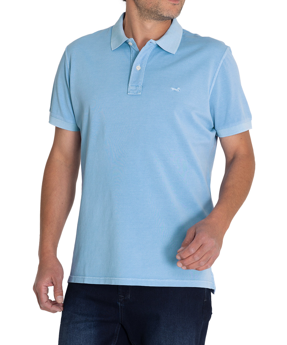 Polera Algodón Orgánico Hombre Piquepro Celeste Rockford