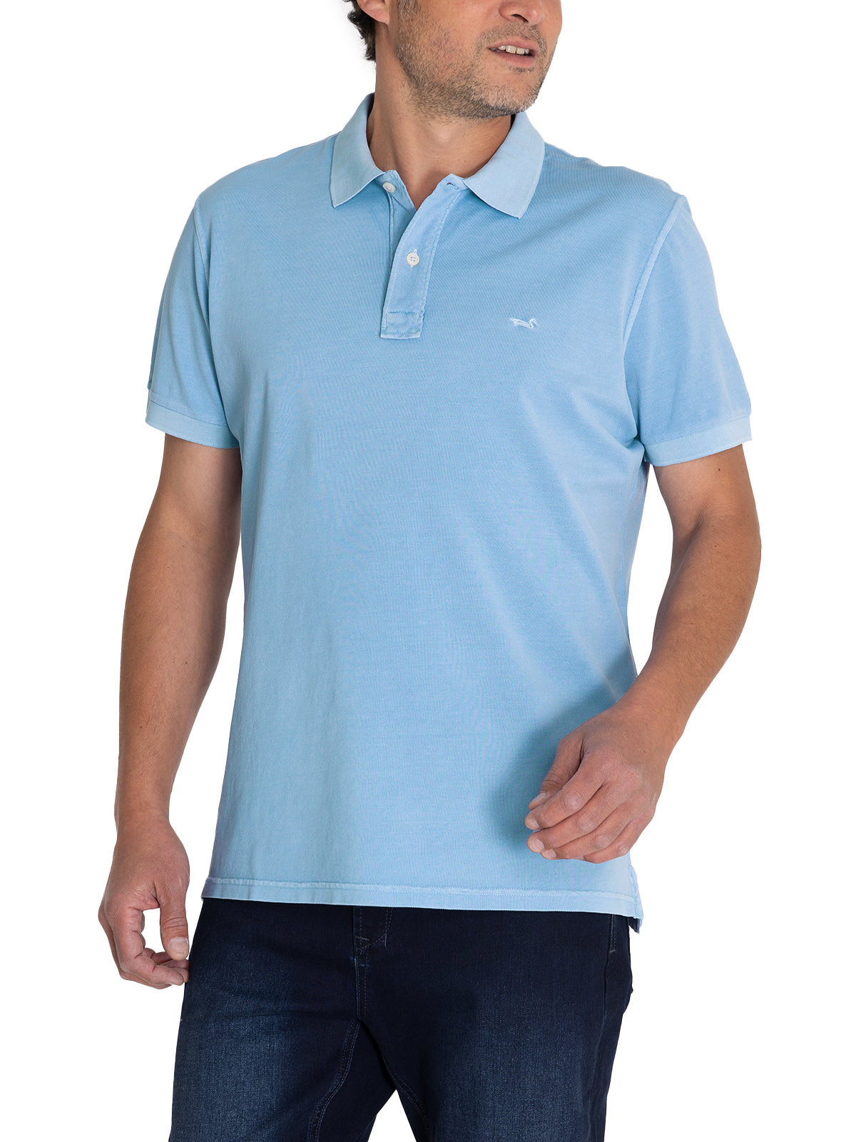 Polera Algodón Orgánico Hombre Piquepro Celeste Rockford
