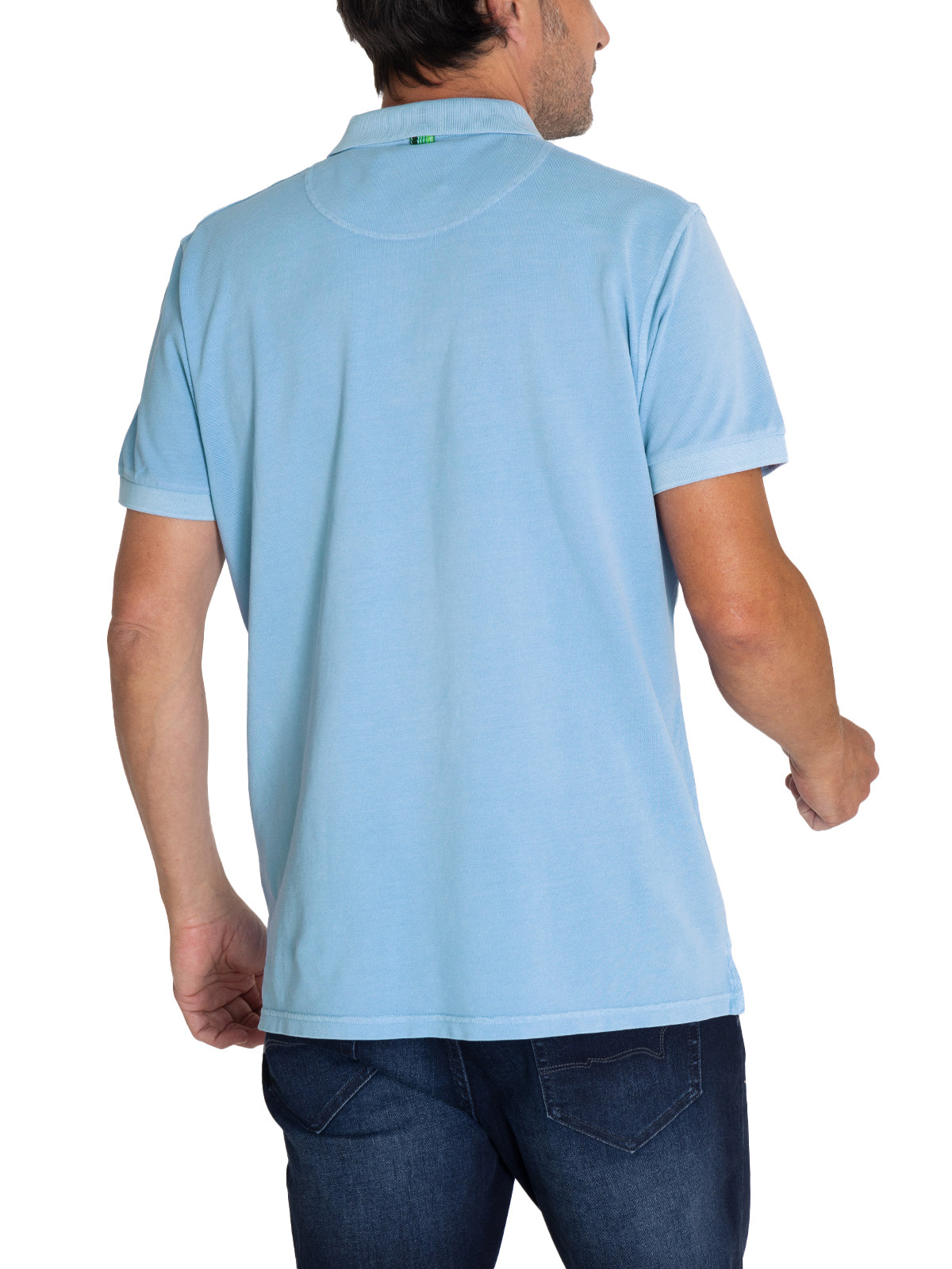 Polera Algodón Orgánico Hombre Piquepro Celeste Rockford
