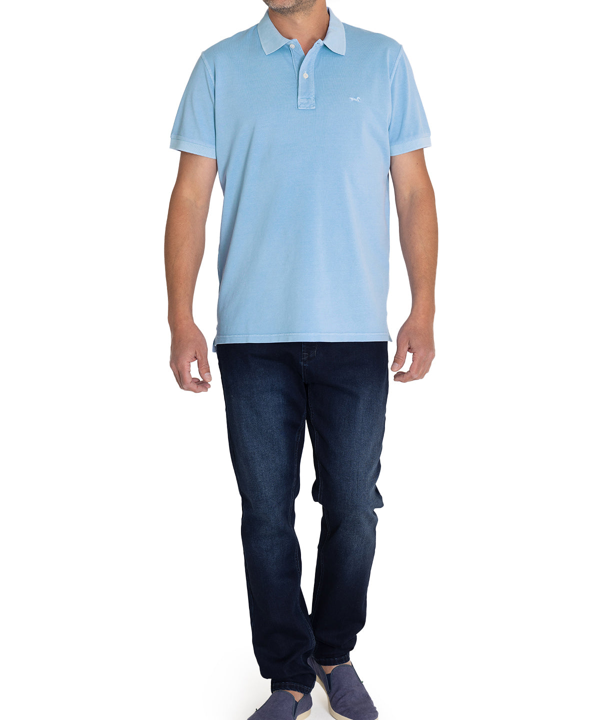 Polera Algodón Orgánico Hombre Piquepro Celeste Rockford