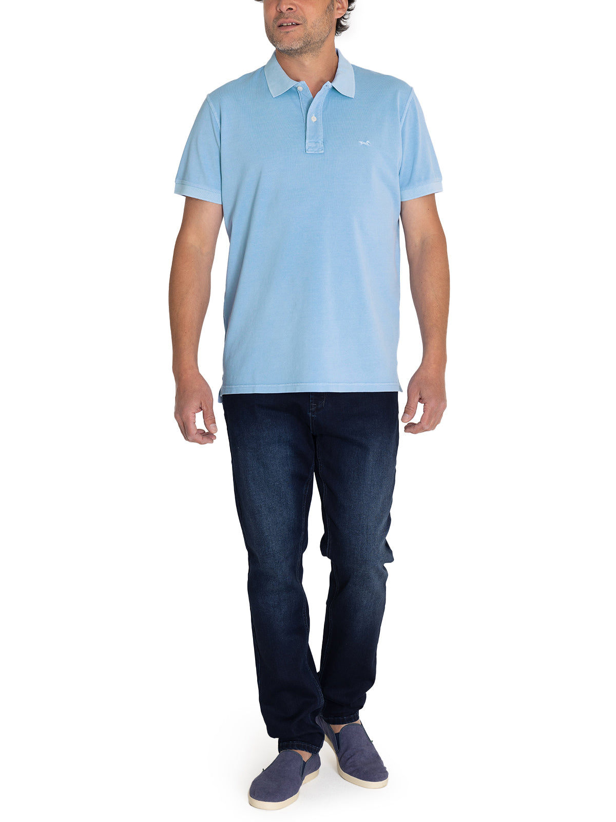 Polera Algodón Orgánico Hombre Piquepro Celeste Rockford