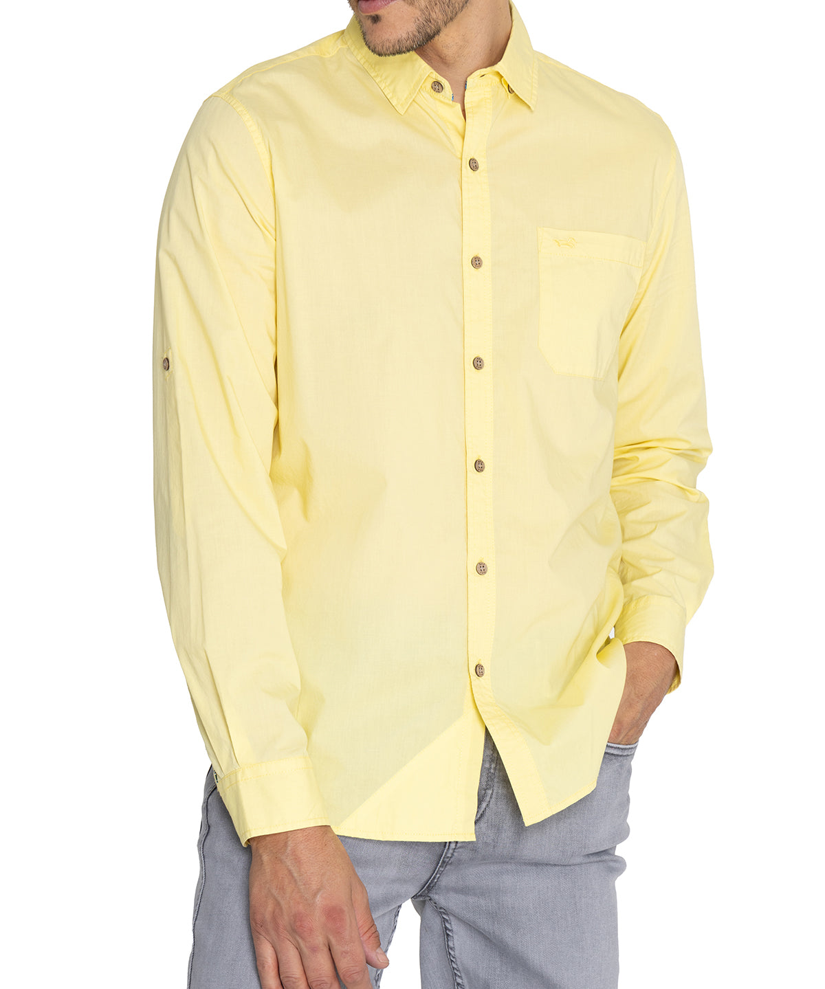 Camisa Algodón Orgánico Hombre Galiton Amarillo Rockford