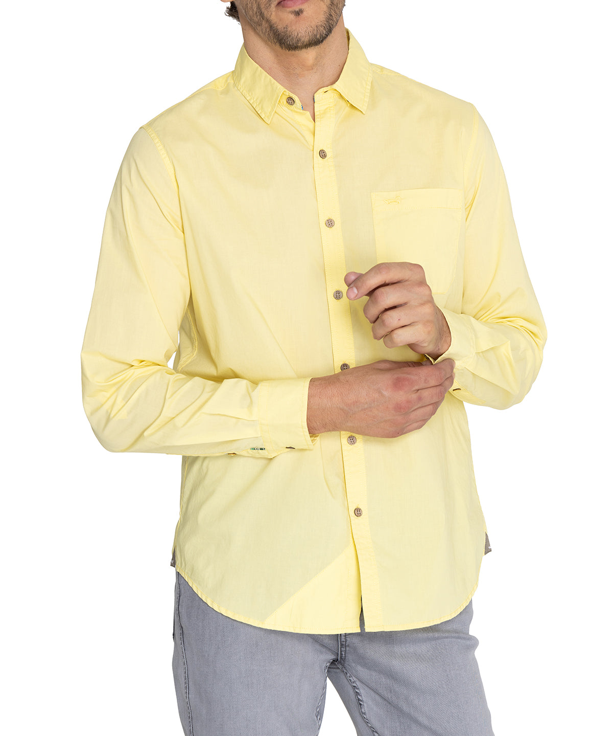Camisa Algodón Orgánico Hombre Galiton Amarillo Rockford