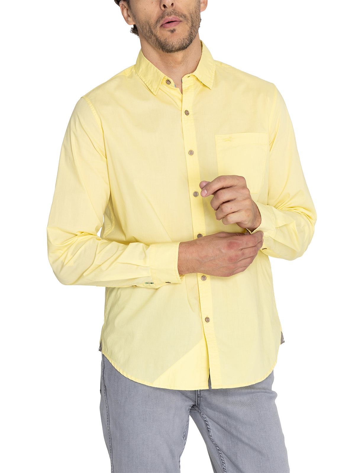 Camisa Algodón Orgánico Hombre Galiton Amarillo Rockford