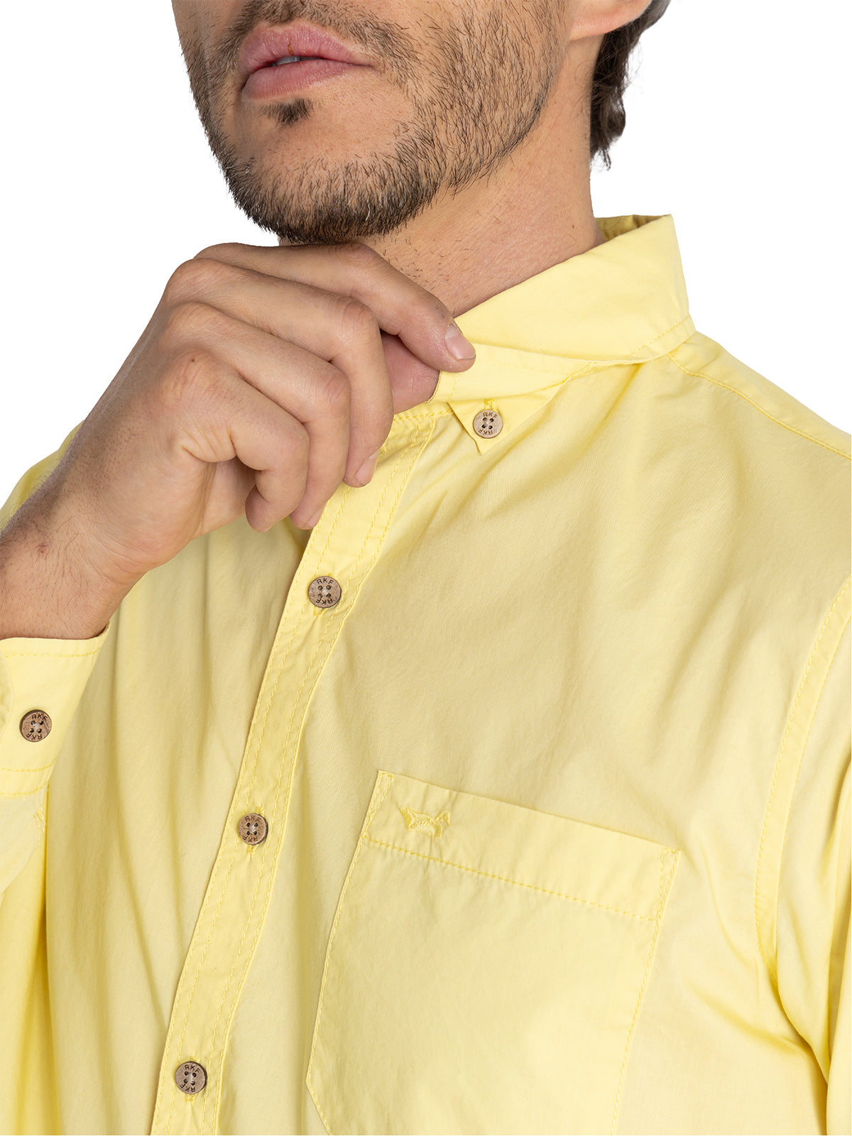Camisa Algodón Orgánico Hombre Galiton Amarillo Rockford