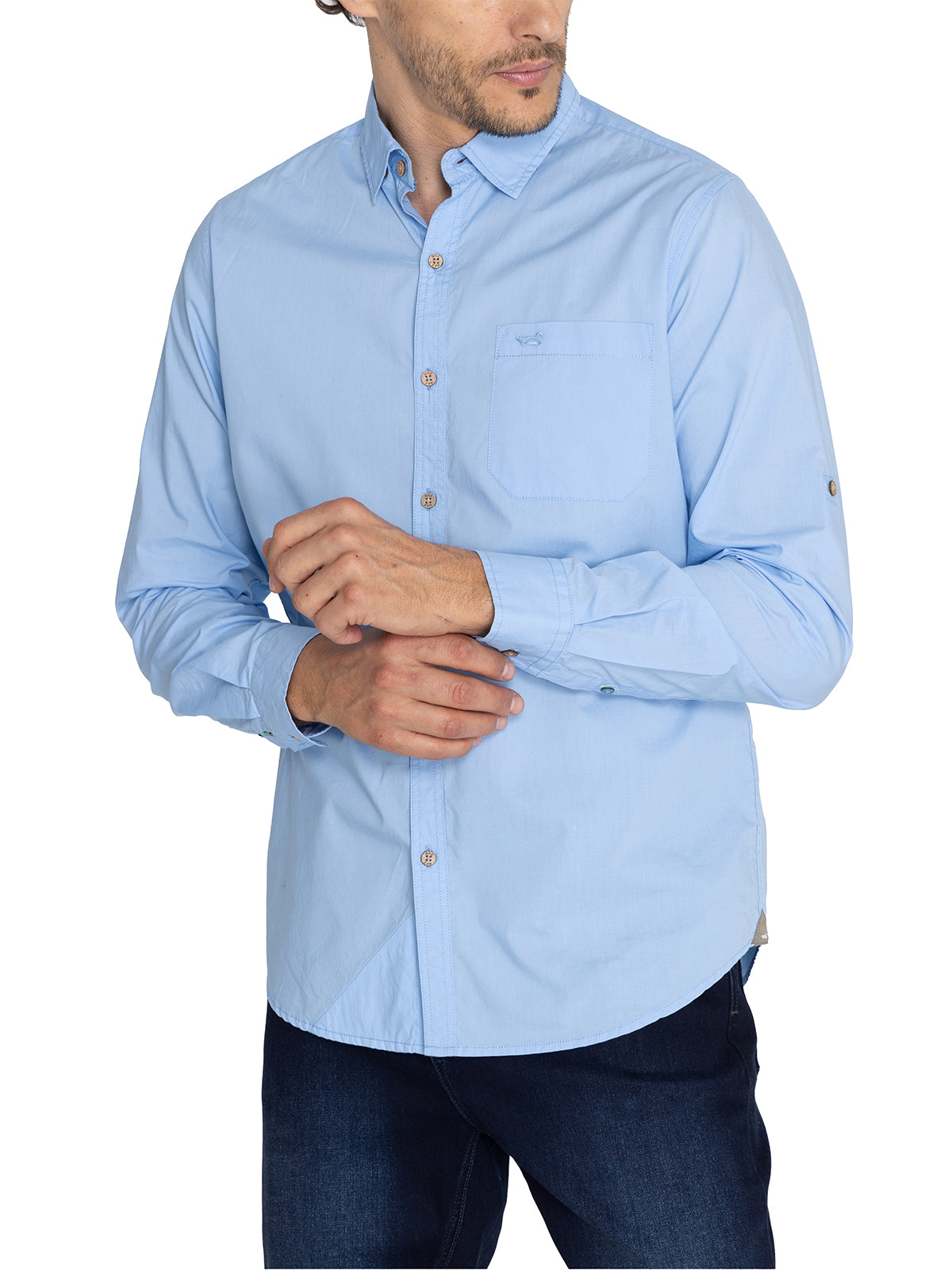 Camisa Algodón Orgánico Hombre Galiton Celeste Rockford