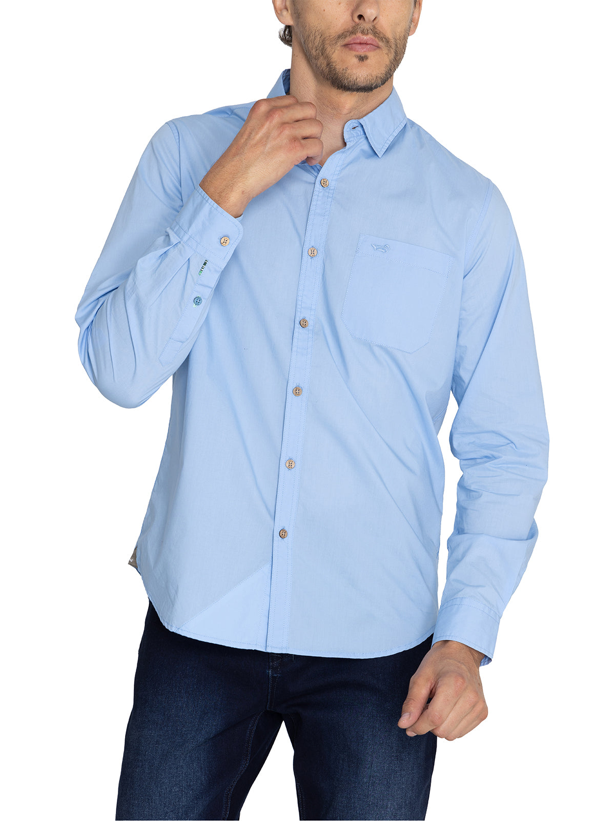 Camisa Algodón Orgánico Hombre Galiton Celeste Rockford
