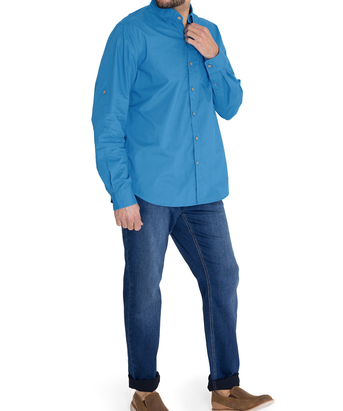 Camisa Algodón Orgánico Hombre Galiton Azulino Rockford