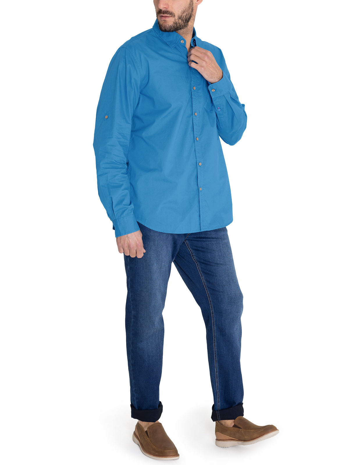 Camisa Algodón Orgánico Hombre Galiton Azulino Rockford