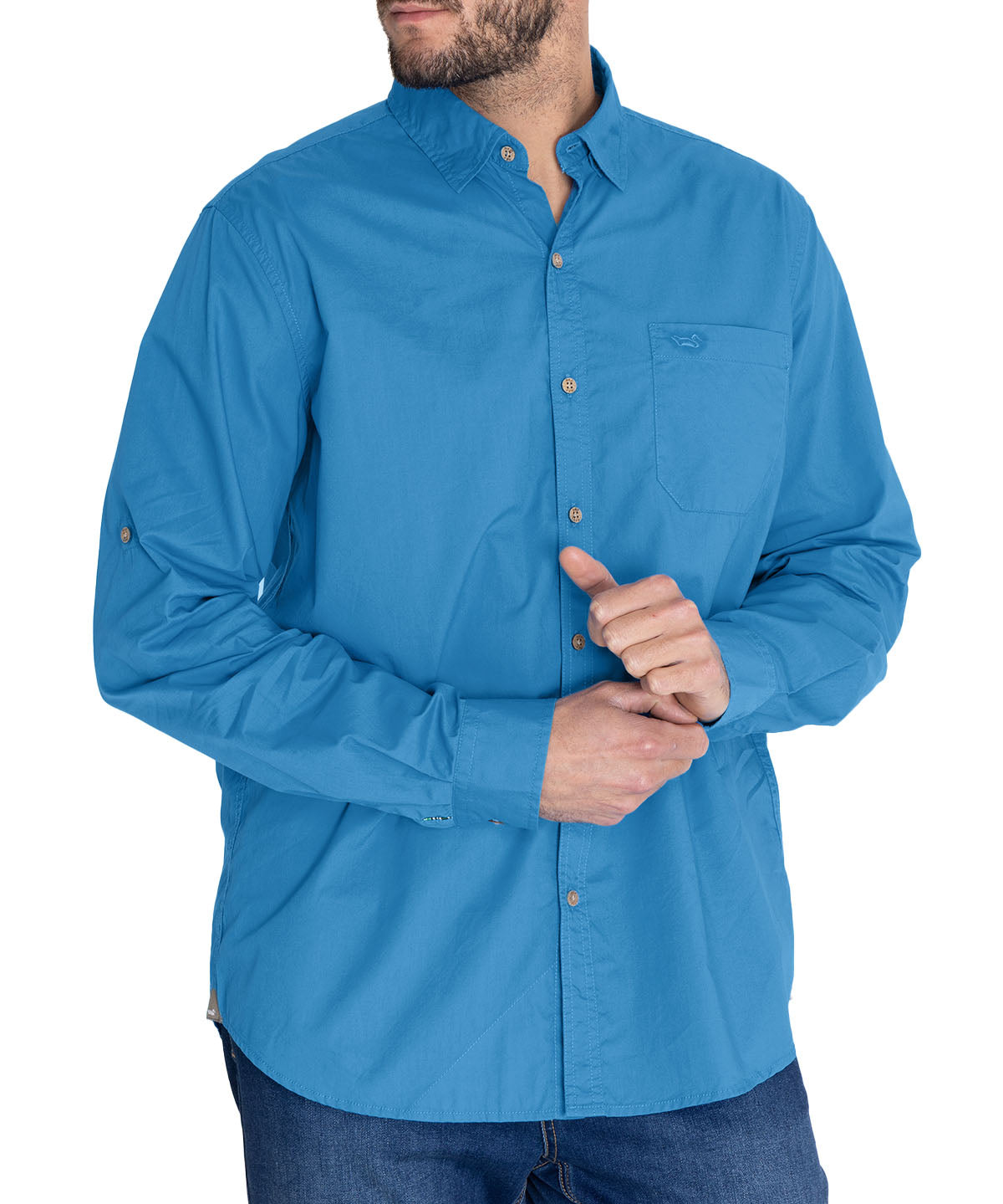 Camisa Algodón Orgánico Hombre Galiton Azulino Rockford