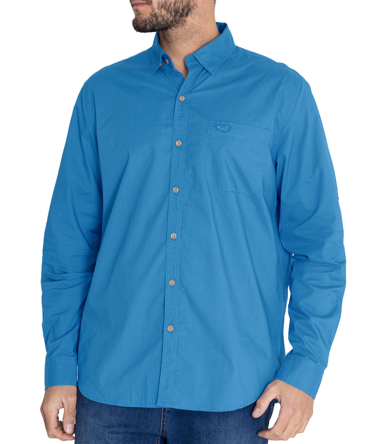 Camisa Algodón Orgánico Hombre Galiton Azulino Rockford